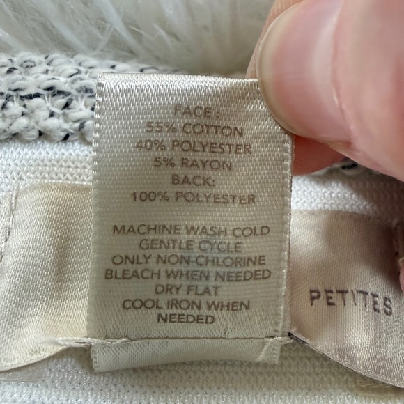 LOFT Petite Tweed A-Line Skirt Women's XSP Black White Textured Flounce Preppy - Picture 4 of 8